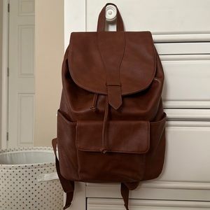 Universal Threads Drawstring Closure Soft Flap Brown Faux Leather Backpack